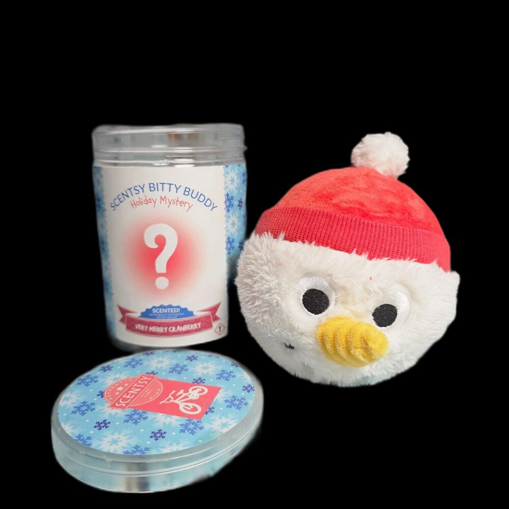 Scentsy Holiday Mystery Bitty Buddy Snowman Very Merry Cranberry Plush NEW